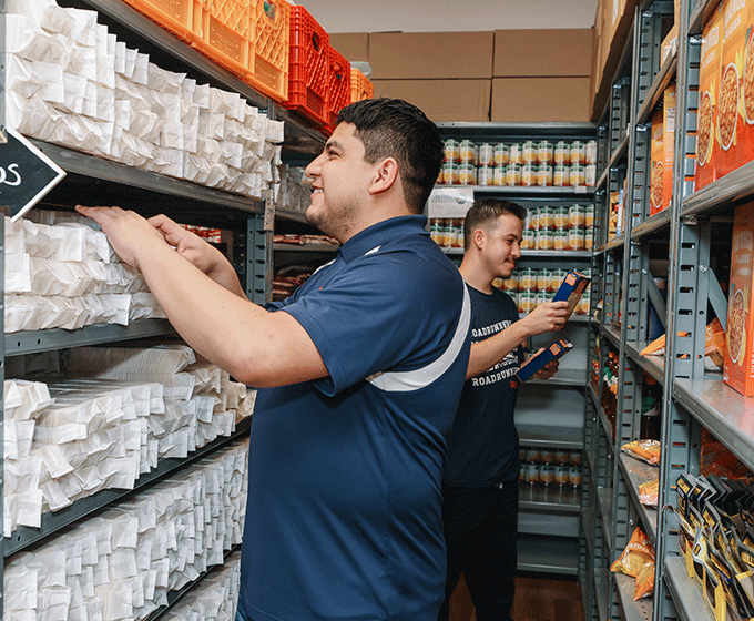 Students in food pantry on campus
