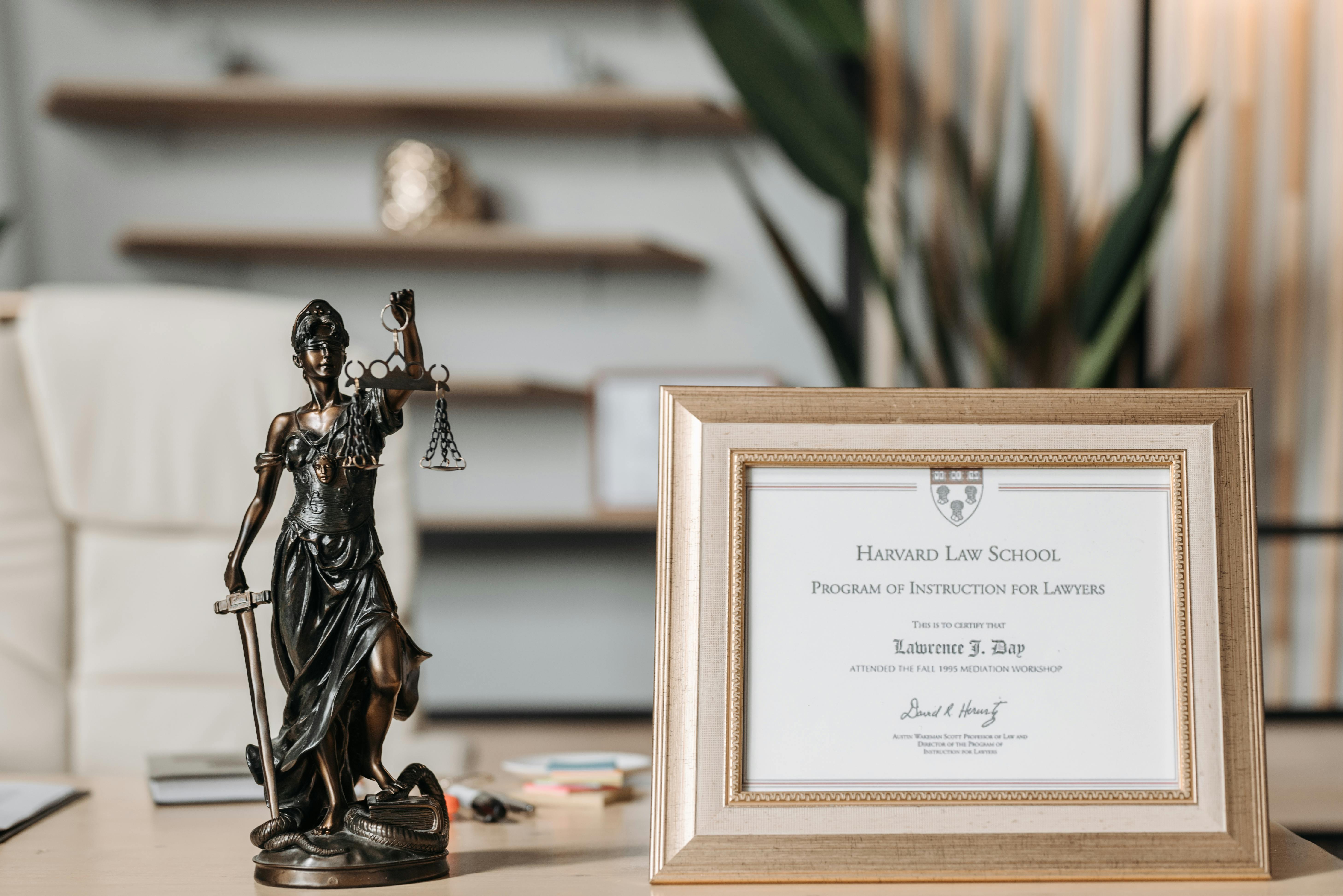 Gavel and degree representing a legal education