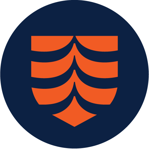 Circle with shield that is orange