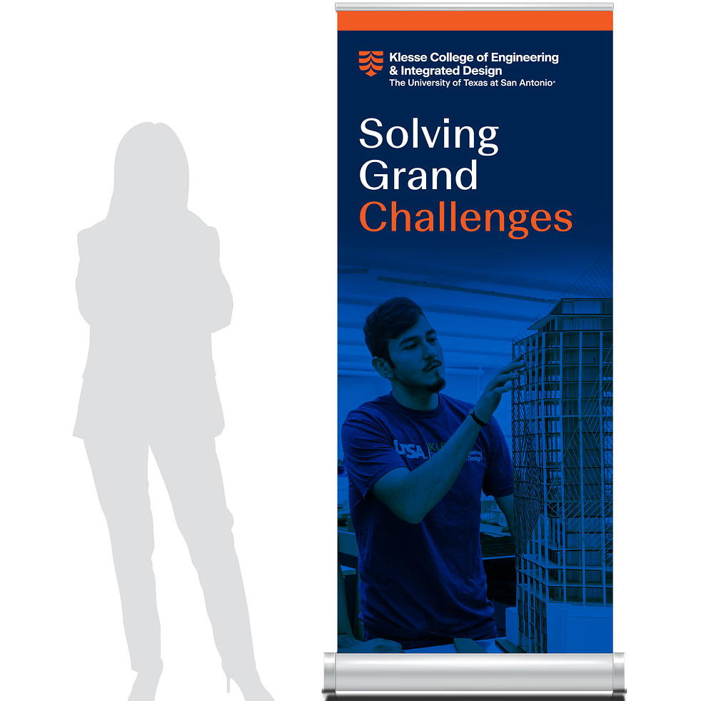 Branding banner with person