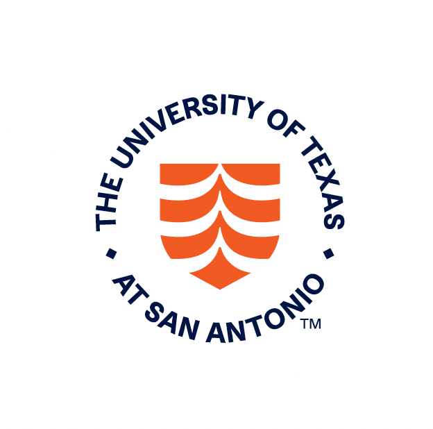 Circular crest logo with shield and words: The University of Texas at San Antonio