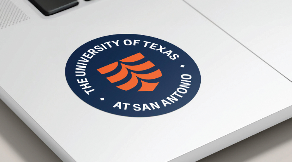 Sticker with circular logo