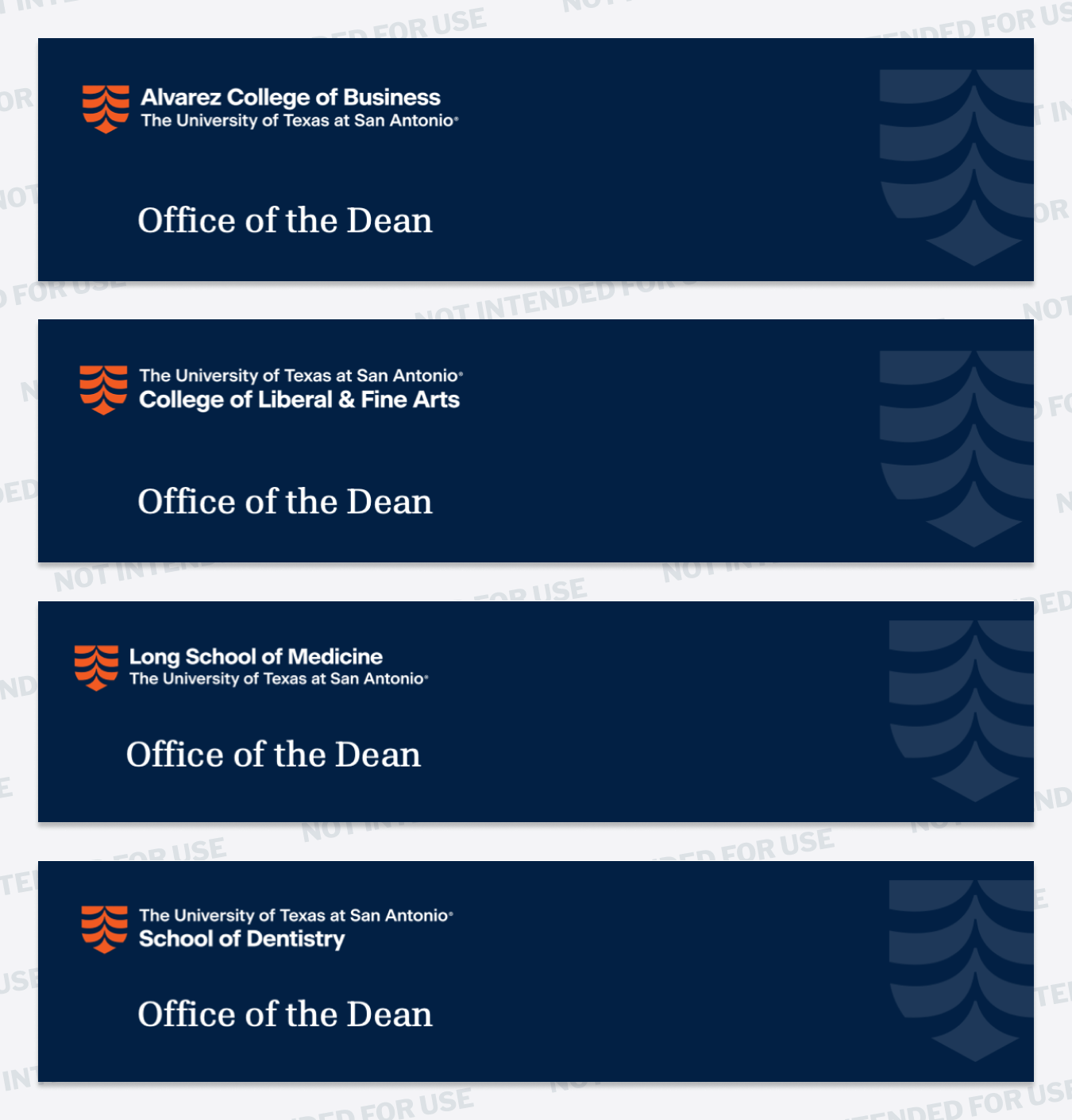 More examples of email banner with 'Office of the Dean' for several colleges