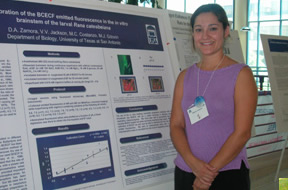 student presenting poster