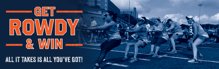 Banner image saying - GET ROWDY & WIN - ALL IT TAKES IS ALL YOU'VE GOT!