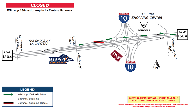 Map indicating exit ramp closure.