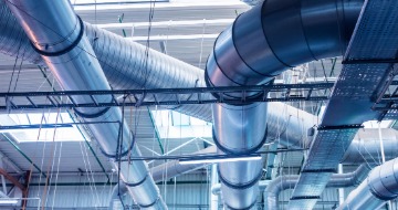 Industrial Ceiling showing large HVAC Ductwork