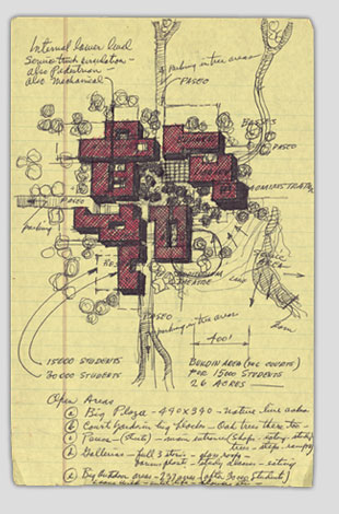 O'Neil Ford early concept of UTSA campus