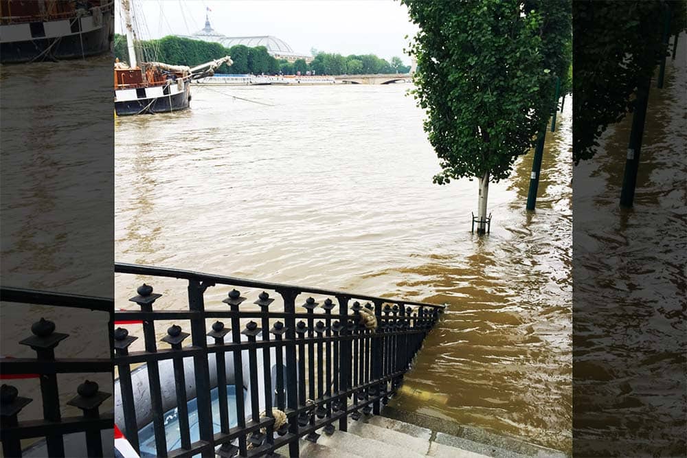 Heavy rains during the summer of 2016 caused the River Seine to flood in Paris, France.