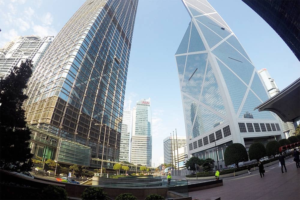 The towering skyscrapers of Hong Kong.