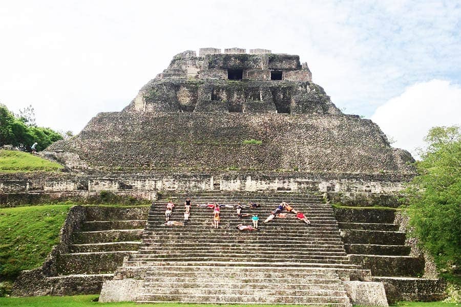 Students show their 'Runner pride by spelling out UTSA at El Castillo pyramid at the ancient Maya archaeological site of Xunantunich in Belize.