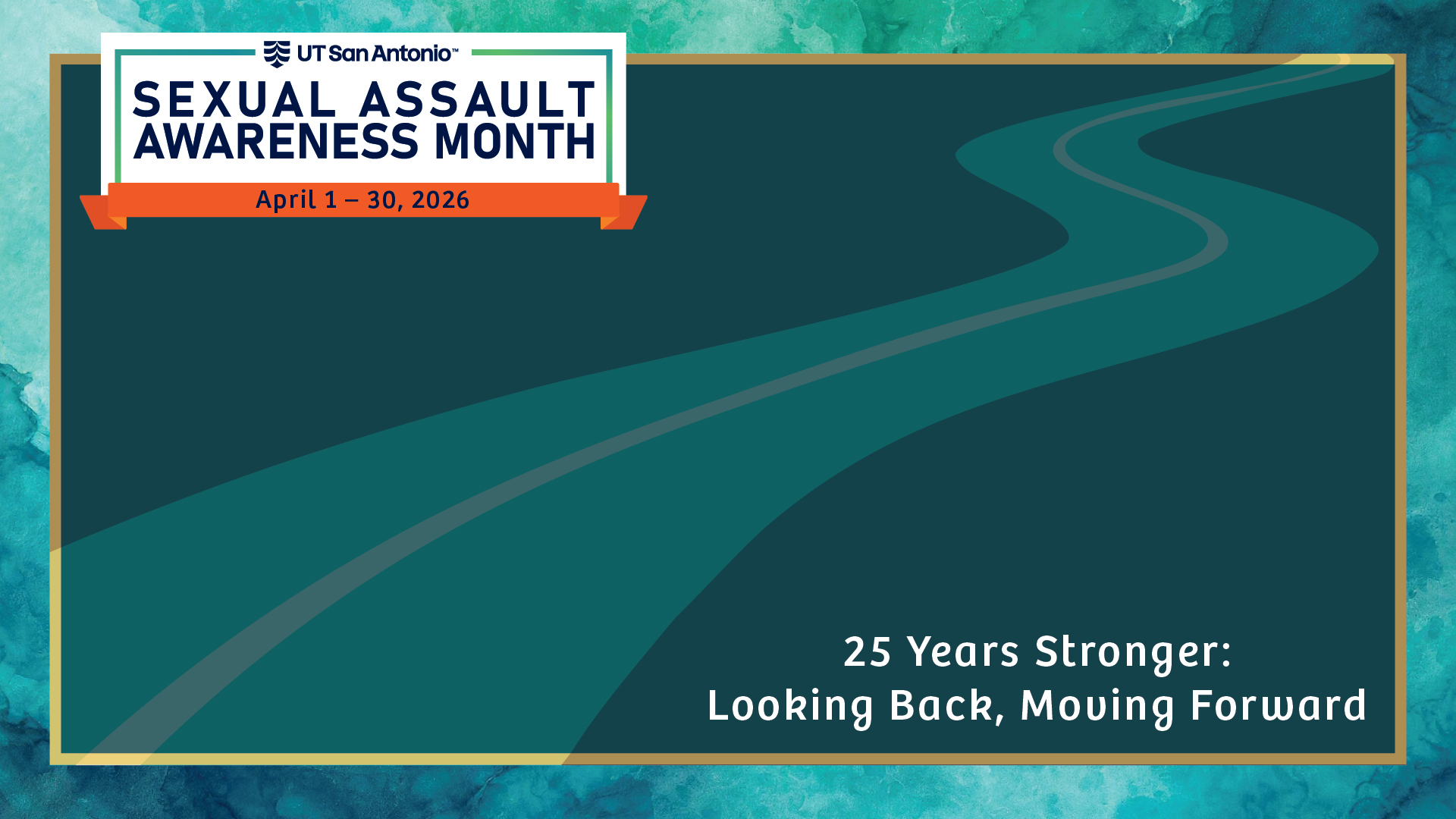 SAAM 2026 teal background with winding path and theme text.