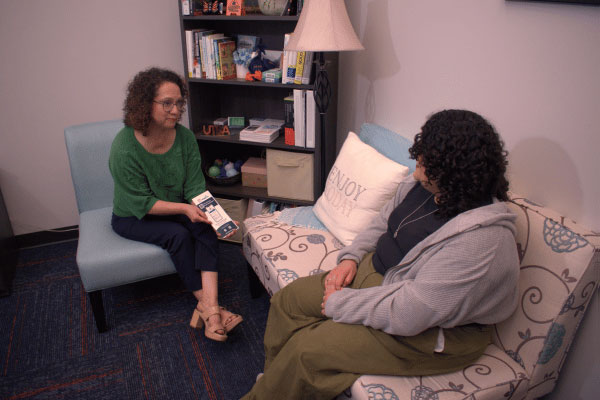 Student meeting with a Campus Advocate