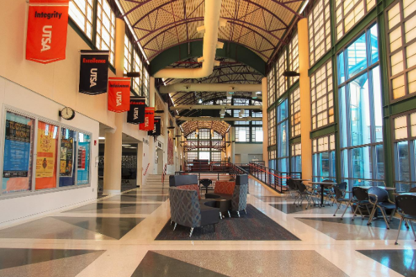 brightly colored photo of inside UTSA Student Union