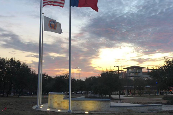 Roadrunner Memorial Garden during sunset