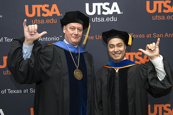 UTSA President Taylor Eighmy with U.S. Rep Joaquin Castro