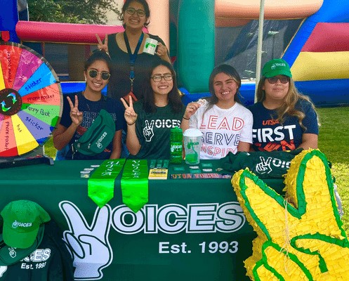 students tabling for VOICES