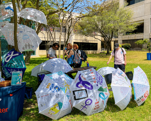 umbrellas decorated for RAINN Day