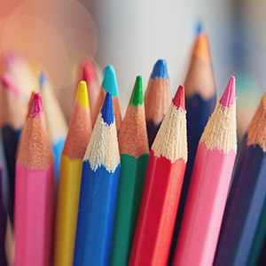 closeup of colored pencils