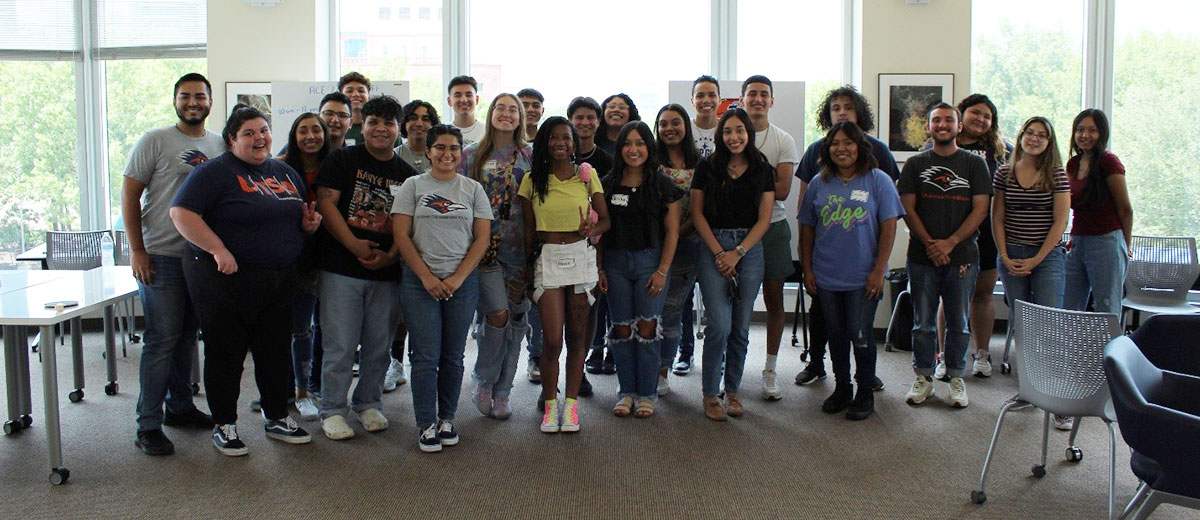 Group photo in front of window