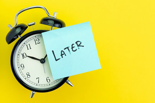 Clocks with a note that says later