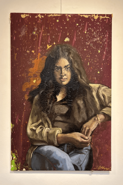 painting of a woman with long hair