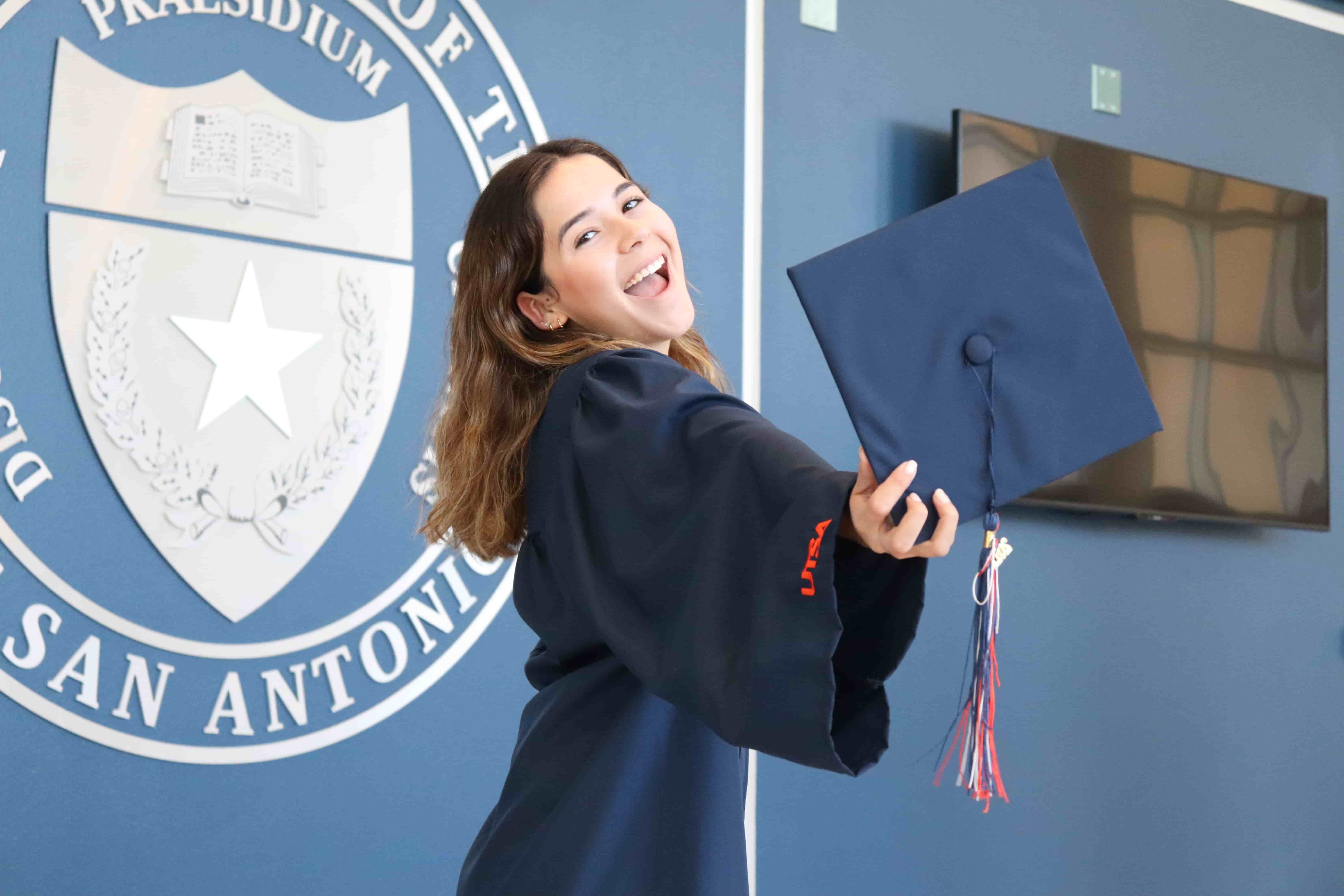 student in graduation gown