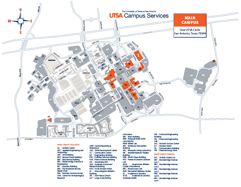 map of main campus with affected buildings highlighted