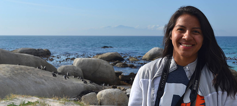 Brianna Diaz visiting a beach in South Africa