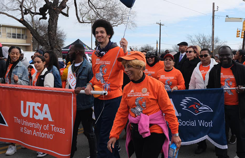 Roadrunners attend the 2020 Martin Luther King Jr. Day March in San Antonio