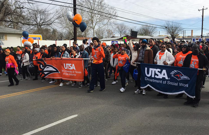 Roadrunners attend the 2020 Martin Luther King Jr. Day March in San Antonio