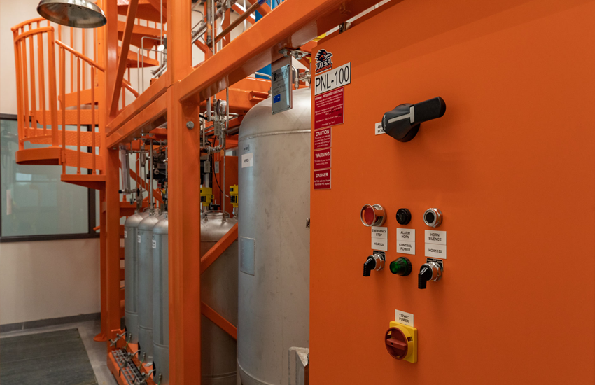 The control panel of the two-story distillation column