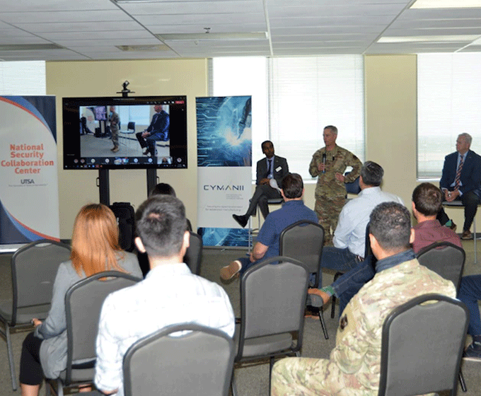 Air Force cyber leadership visits UTSA National Security Collaboration Center