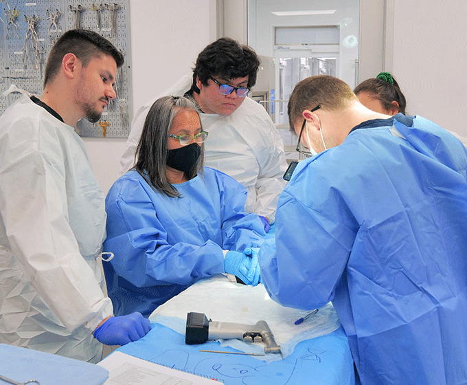 UTSA students conduct testing of self-made biomedical devices in cadaver lab