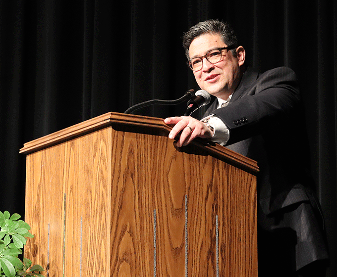 Dean Mario Torres advocates the can-do spirit at UTSA Day at John Jay High School