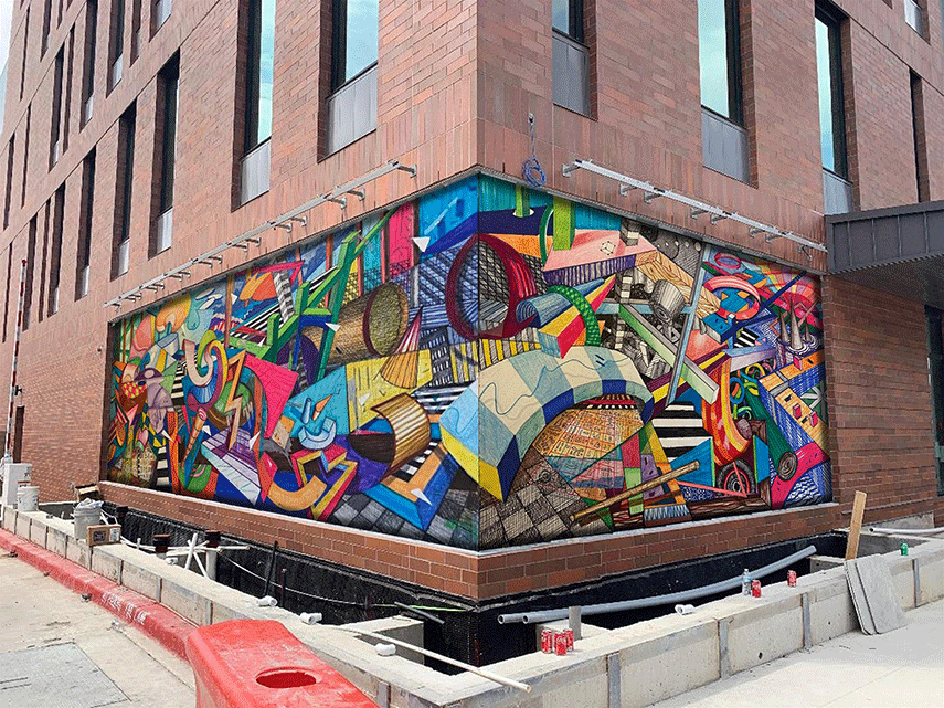 Tiled mural by Mark Hogensen adds bold geometric patterns to San Pedro I, UTSA Today, UTSA