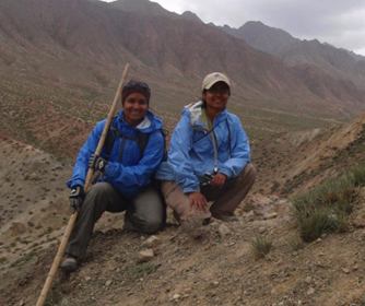 Marina Suarez with her sister, Celina, in northwest China