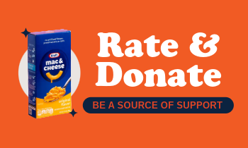 Rate & Donate promotional graphic