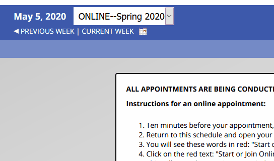 WCOnline Schedule selection example